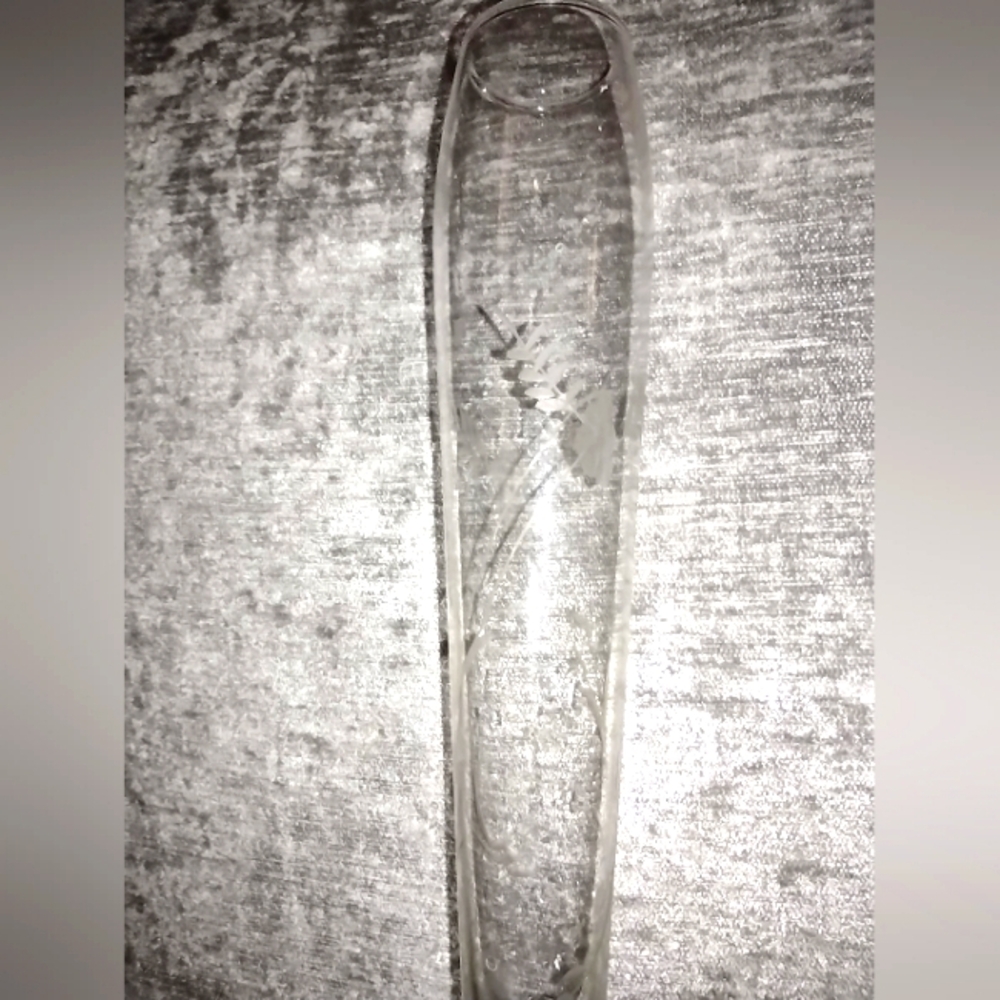 Duchin Creation Weighted Sterling Silver Etched Glass Bud 10" Vase